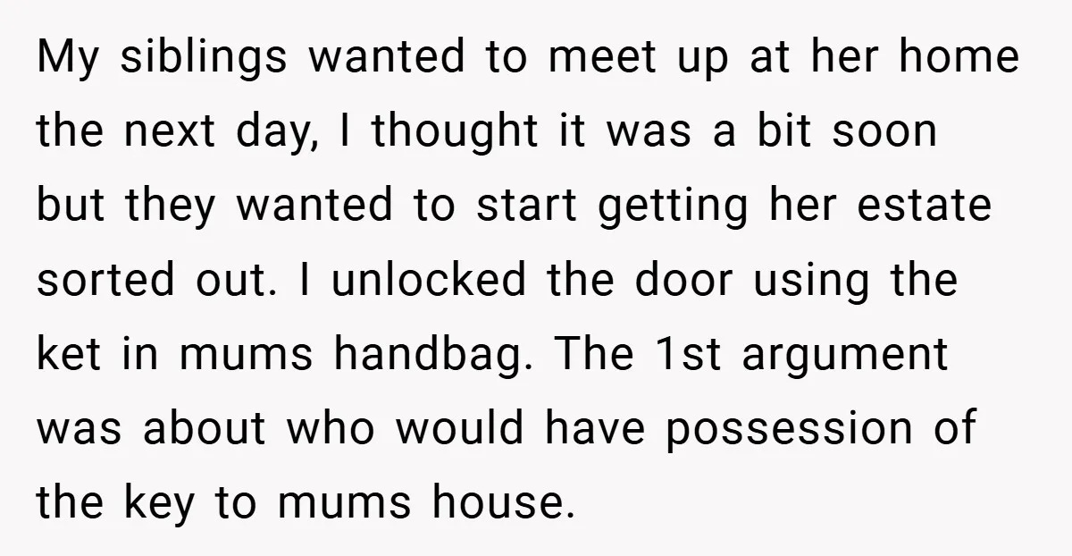 My siblings wanted to meet up at her home the next day, I thought it was a bit soon but they wanted to start getting her estate sorted out. I...