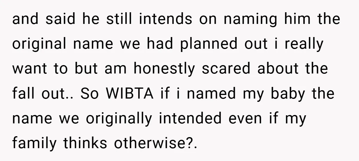 and said he still intends on naming him the original name we had planned out i really want to but am honestly scared about the fall out.. So WIBTA if...