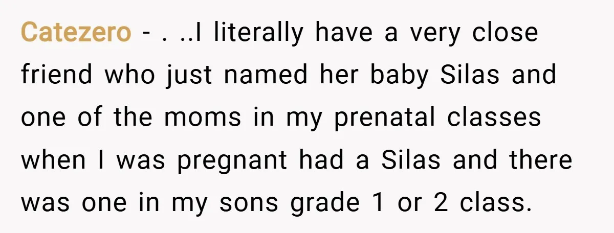 Catezero − . ..I literally have a very close friend who just named her baby Silas and one of the moms in my prenatal classes when I was pregnant had...