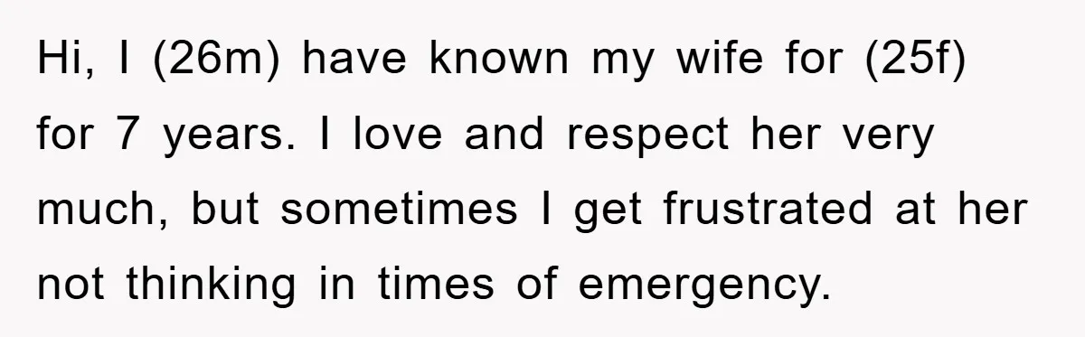 Hi, I (26m) have known my wife for (25f) for 7 years. I love and respect her very much, but sometimes I get frustrated at her not thinking in times...