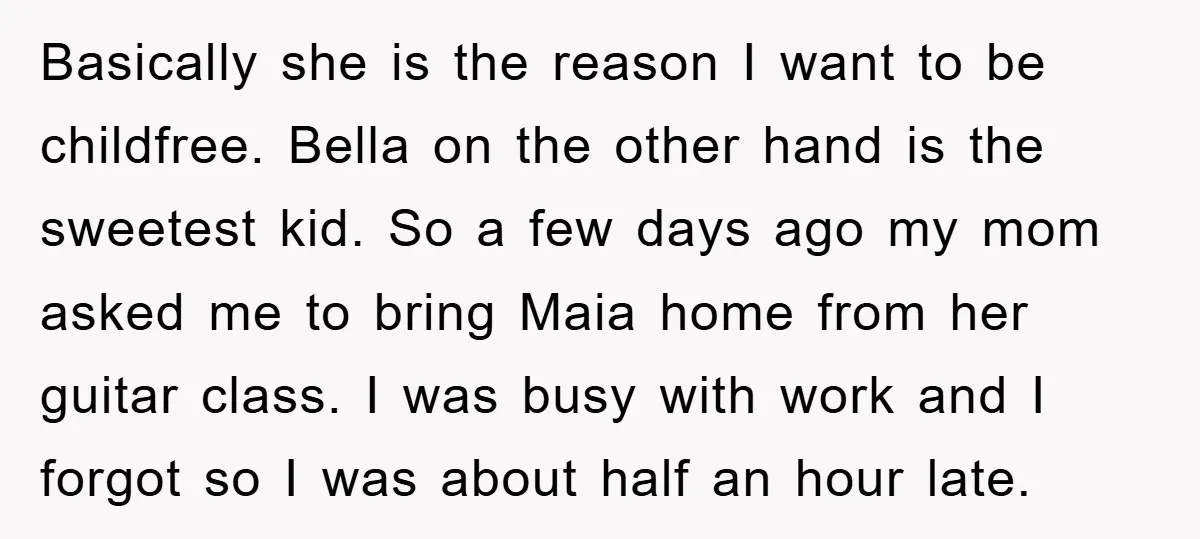 Basically she is the reason I want to be childfree. Bella on the other hand is the sweetest kid. So a few days ago my mom asked me to bring...