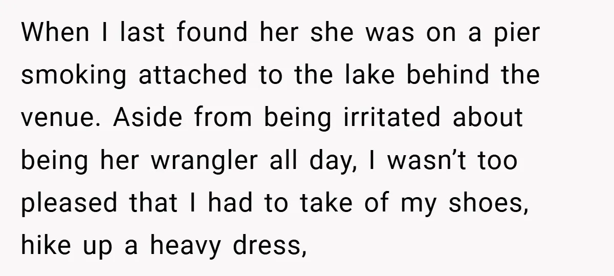 When I last found her she was on a pier smoking attached to the lake behind the venue. Aside from being irritated about being her wrangler all day, I wasn’t...