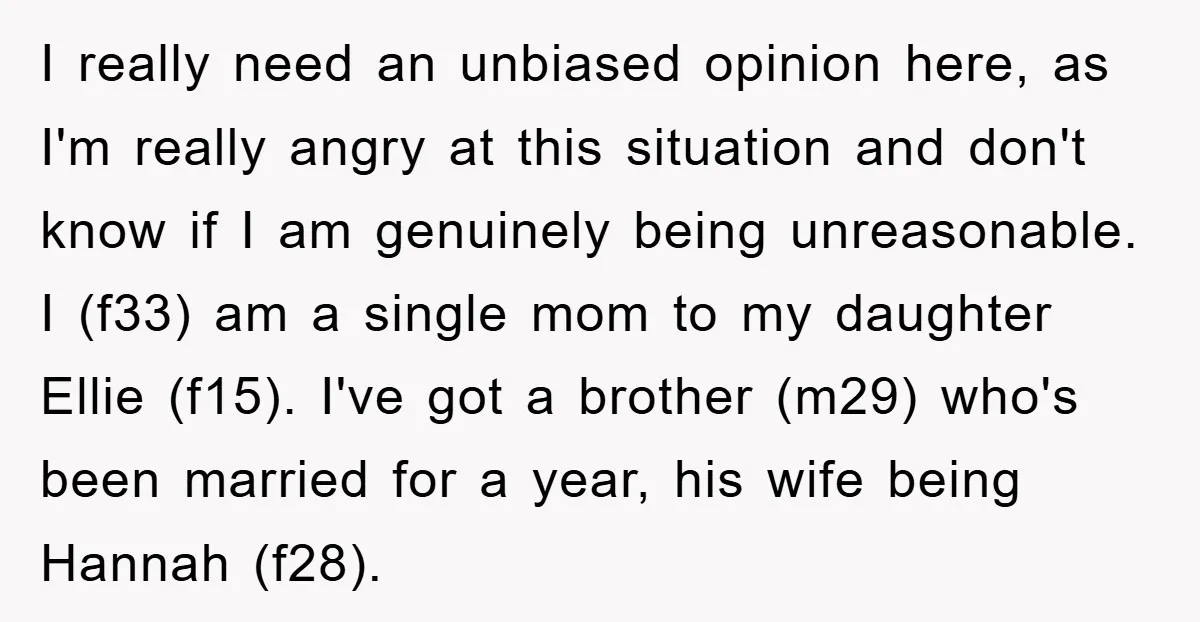 I really need an unbiased opinion here, as I'm really angry at this situation and don't know if I am genuinely being unreasonable. I (f33) am a single mom to...
