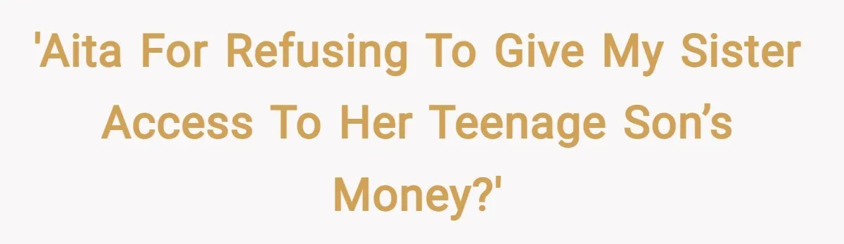 'AITA for Refusing to Give My Sister Access to Her Teenage Son’s Money?'