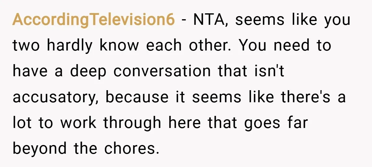 AccordingTelevision6 − NTA, seems like you two hardly know each other. You need to have a deep conversation that isn't accusatory, because it seems like there's a lot to work...