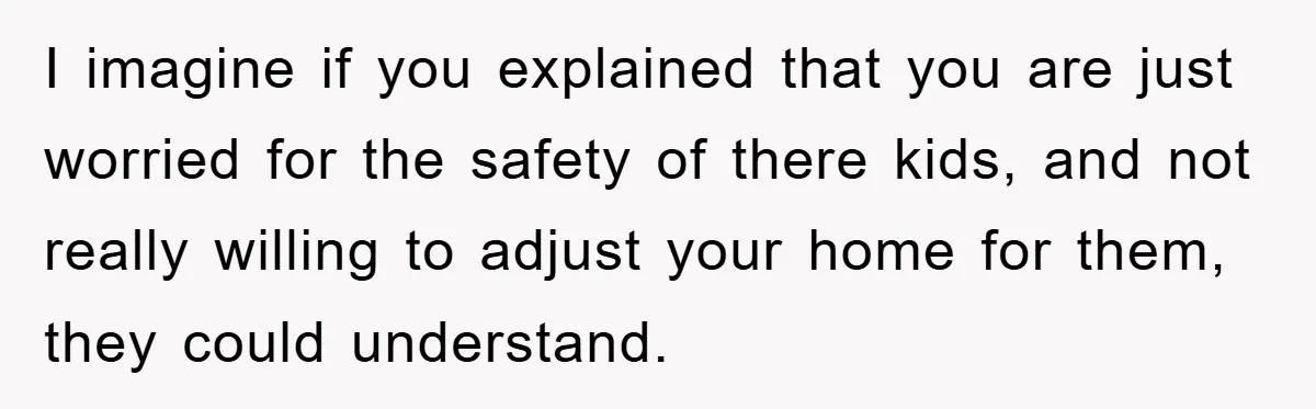I imagine if you explained that you are just worried for the safety of there kids, and not really willing to adjust your home for them, they could understand.