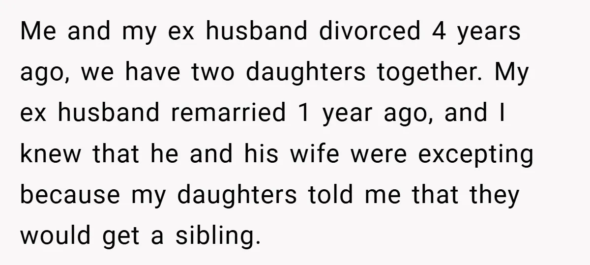 Me and my ex husband divorced 4 years ago, we have two daughters together. My ex husband remarried 1 year ago, and I knew that he and his wife were...