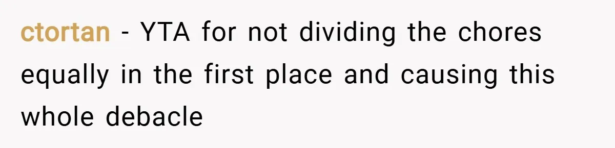 ctortan − YTA for not dividing the chores equally in the first place and causing this whole debacle