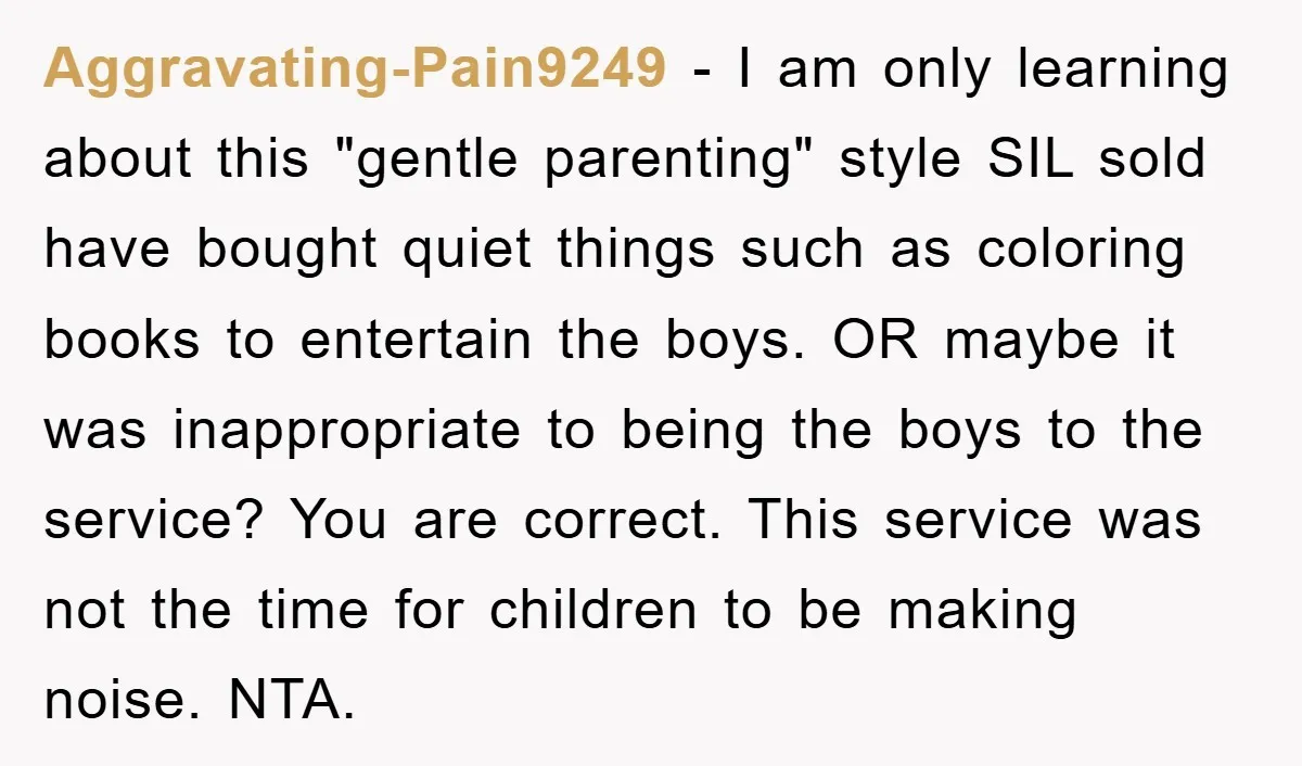 Aggravating-Pain9249 − I am only learning about this "gentle parenting" style SIL sold have bought quiet things such as coloring books to entertain the boys. OR maybe it was inappropriate...