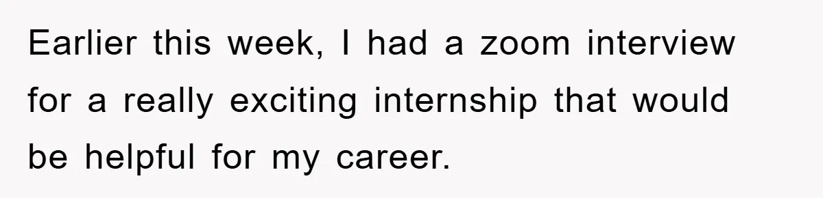 Earlier this week, I had a zoom interview for a really exciting internship that would be helpful for my career.