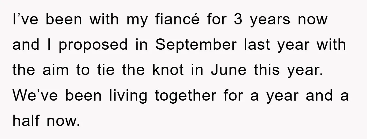 I’ve been with my fiancé for 3 years now and I proposed in September last year with the aim to tie the knot in June this year. We’ve been living...