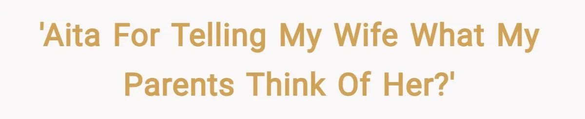 'AITA for telling my wife what my parents think of her?'