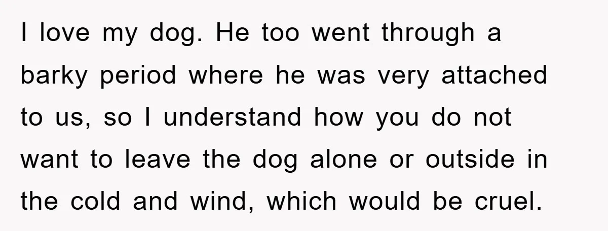 I love my dog. He too went through a barky period where he was very attached to us, so I understand how you do not want to leave the dog...