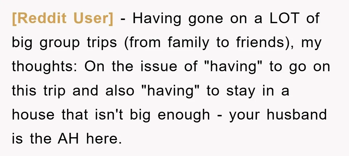 [Reddit User] − Having gone on a LOT of big group trips (from family to friends), my thoughts: On the issue of "having" to go on this trip and also...