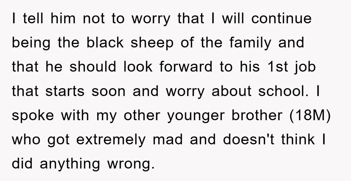 I tell him not to worry that I will continue being the black sheep of the family and that he should look forward to his 1st job that starts soon...