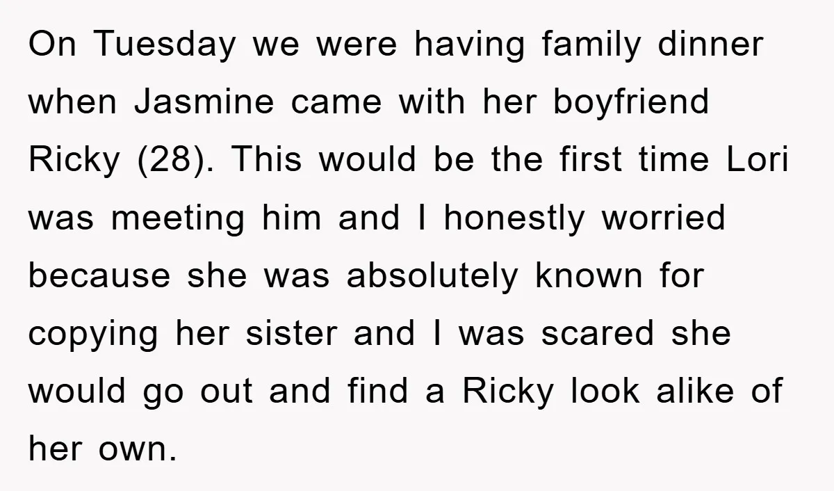 On Tuesday we were having family dinner when Jasmine came with her boyfriend Ricky (28). This would be the first time Lori was meeting him and I honestly worried because...