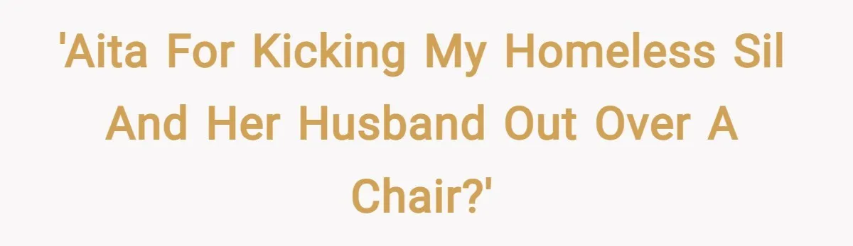'AITA for kicking my homeless SIL and her husband out over a chair?'