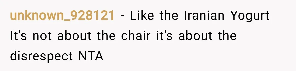 unknown_928121 − Like the Iranian Yogurt It's not about the chair it's about the disrespect NTA