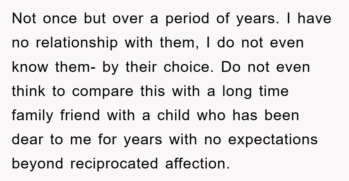 Not once but over a period of years. I have no relationship with them, I do not even know them- by their choice. Do not even think to compare this...