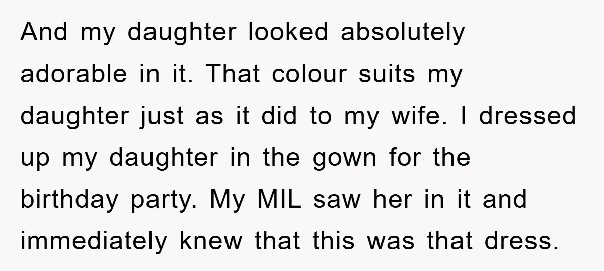 And my daughter looked absolutely adorable in it. That colour suits my daughter just as it did to my wife. I dressed up my daughter in the gown for the...