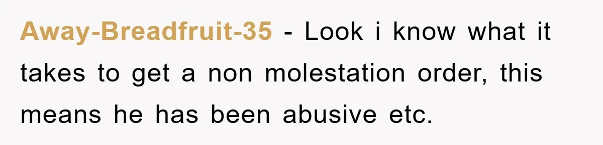 Away-Breadfruit-35 − Look i know what it takes to get a non molestation order, this means he has been abusive etc.