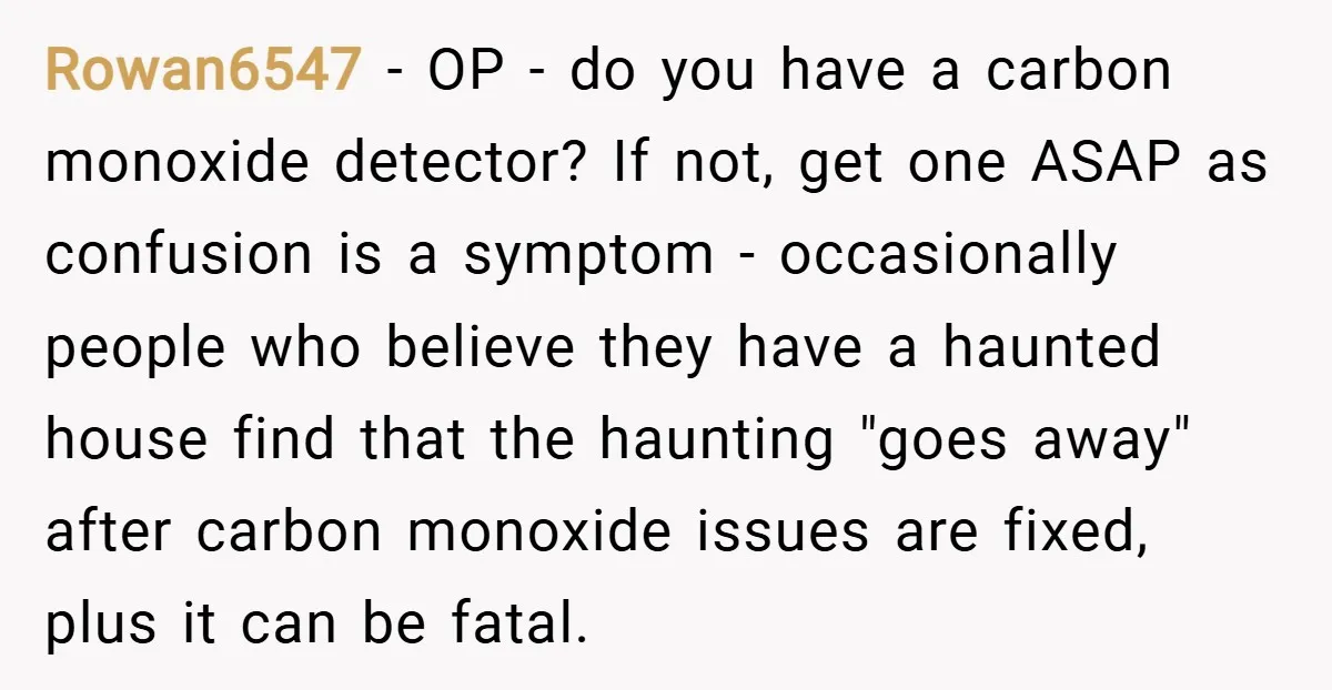 Rowan6547 − OP - do you have a carbon monoxide detector? If not, get one ASAP as confusion is a symptom - occasionally people who believe they have a haunted...