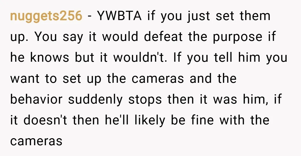 nuggets256 − YWBTA if you just set them up. You say it would defeat the purpose if he knows but it wouldn't. If you tell him you want to set...