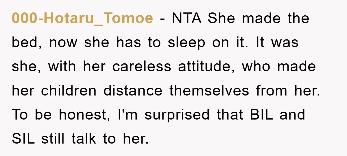 000-Hotaru_Tomoe − NTA She made the bed, now she has to sleep on it. It was she, with her careless attitude, who made her children distance themselves from her. To...
