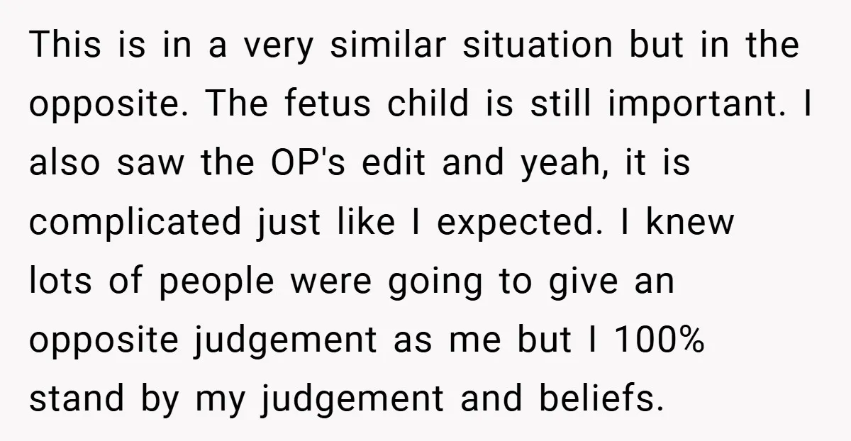This is in a very similar situation but in the opposite. The fetus child is still important. I also saw the OP's edit and yeah, it is complicated just like...