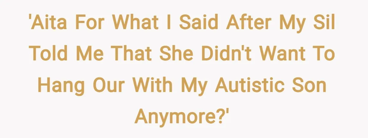 'AITA for what I said after my SIL told me that she didn't want to hang our with my autistic son anymore?'