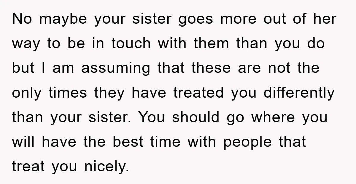 No maybe your sister goes more out of her way to be in touch with them than you do but I am assuming that these are not the only times...
