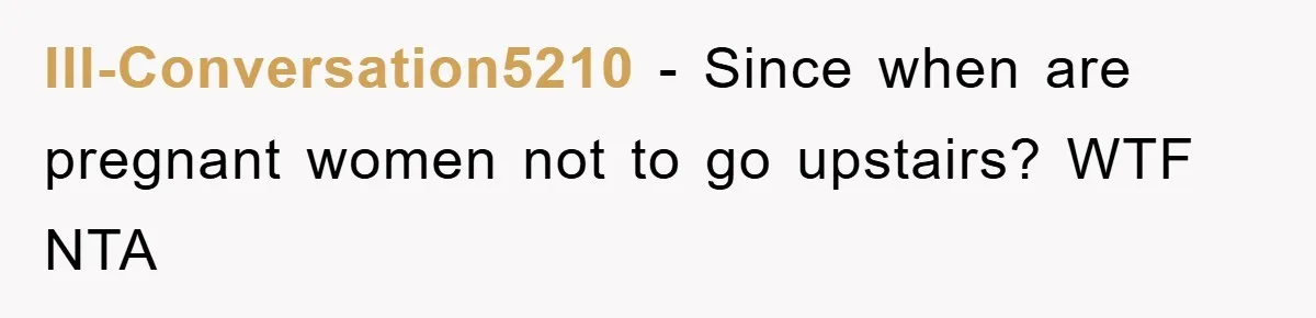 Ill-Conversation5210 − Since when are pregnant women not to go upstairs? WTF NTA