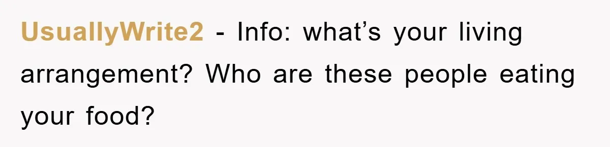 UsuallyWrite2 − Info: what’s your living arrangement? Who are these people eating your food?
