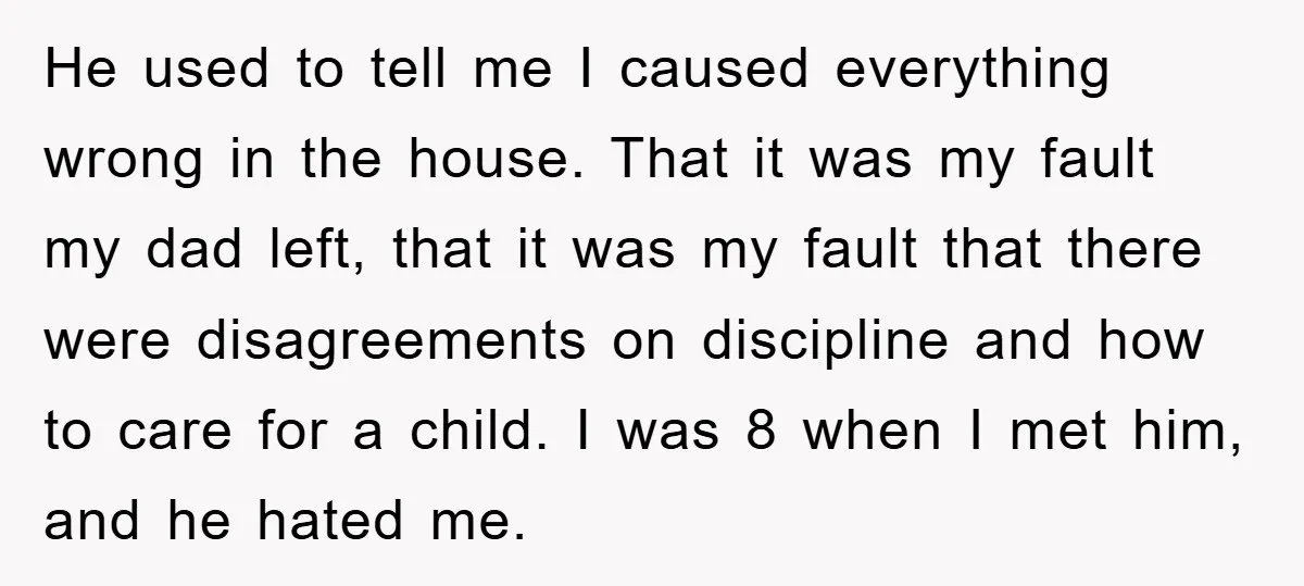 He used to tell me I caused everything wrong in the house. That it was my fault my dad left, that it was my fault that there were disagreements on...