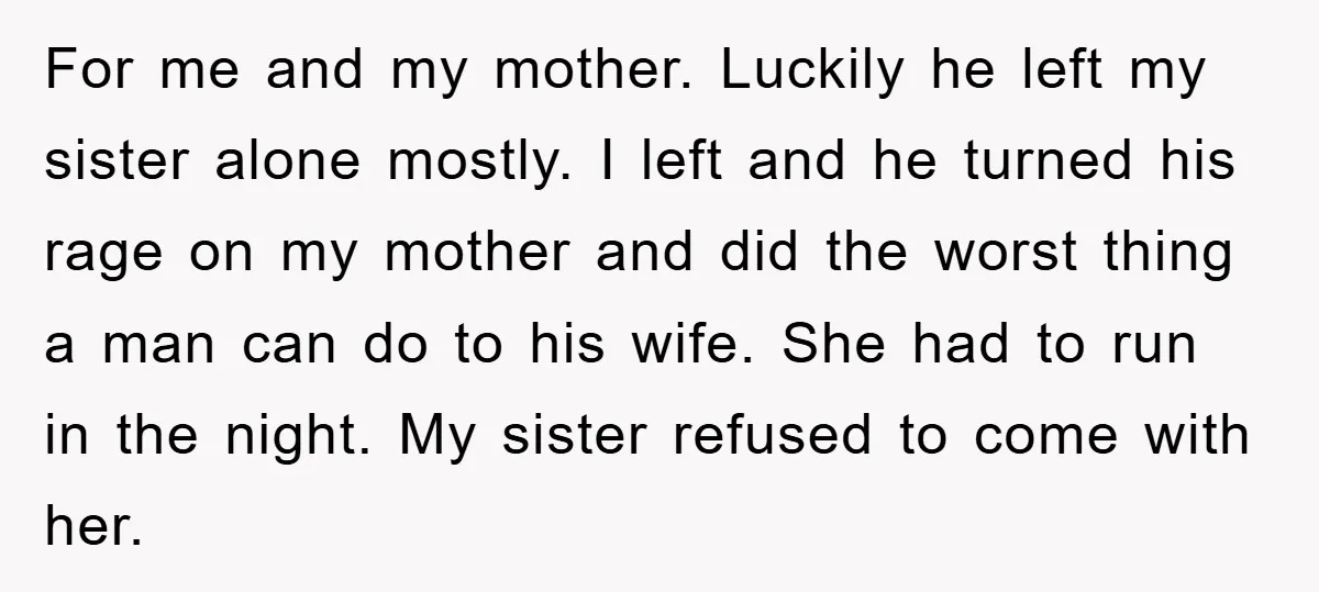For me and my mother. Luckily he left my sister alone mostly. I left and he turned his rage on my mother and did the worst thing a man can...