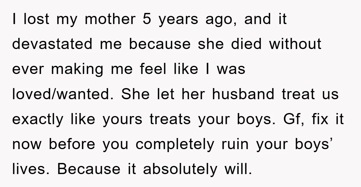 I lost my mother 5 years ago, and it devastated me because she died without ever making me feel like I was loved/wanted. She let her husband treat us exactly...