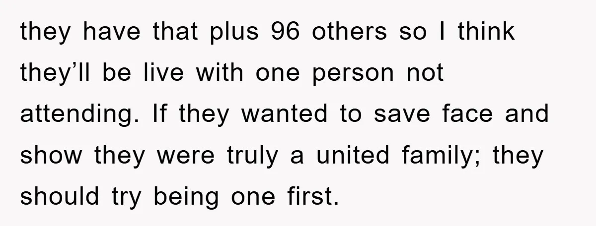 they have that plus 96 others so I think they’ll be live with one person not attending. If they wanted to save face and show they were truly a united...