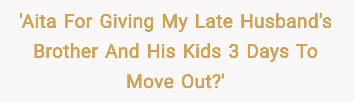 'AITA for giving my late husband's brother and his kids 3 days to move out?'