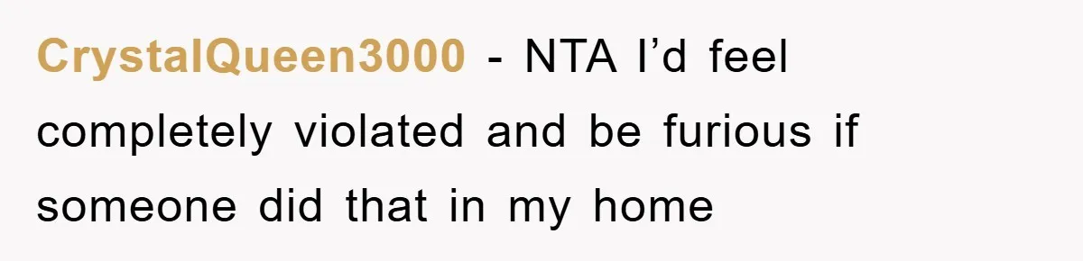 CrystalQueen3000 − NTA I’d feel completely violated and be furious if someone did that in my home
