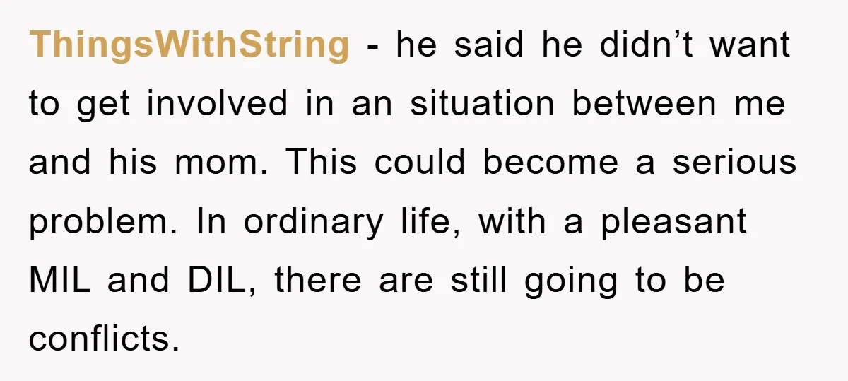 ThingsWithString − he said he didn’t want to get involved in an situation between me and his mom. This could become a serious problem. In ordinary life, with a pleasant...