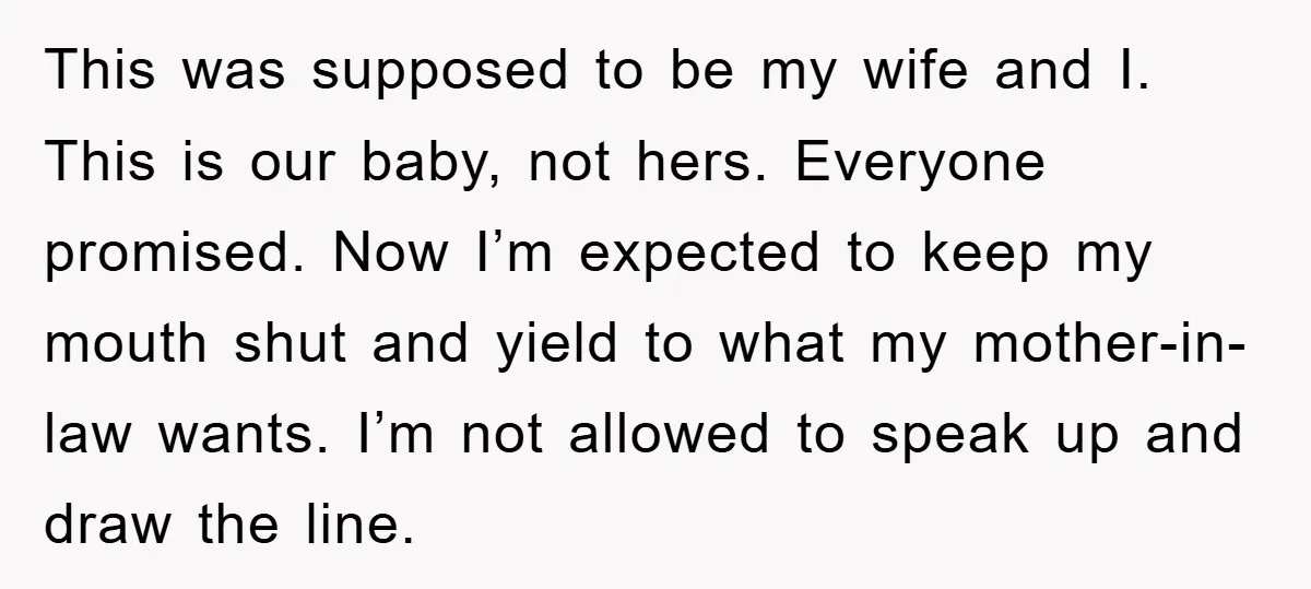 This was supposed to be my wife and I. This is our baby, not hers. Everyone promised. Now I’m expected to keep my mouth shut and yield to what my...