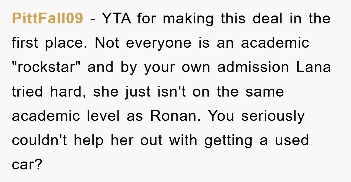 PittFall09 − YTA for making this deal in the first place. Not everyone is an academic "rockstar" and by your own admission Lana tried hard, she just isn't on the...