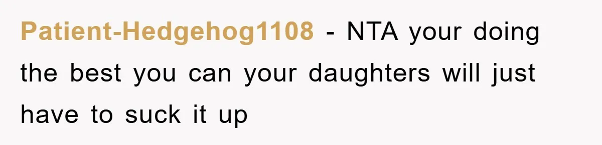Patient-Hedgehog1108 − NTA your doing the best you can your daughters will just have to suck it up