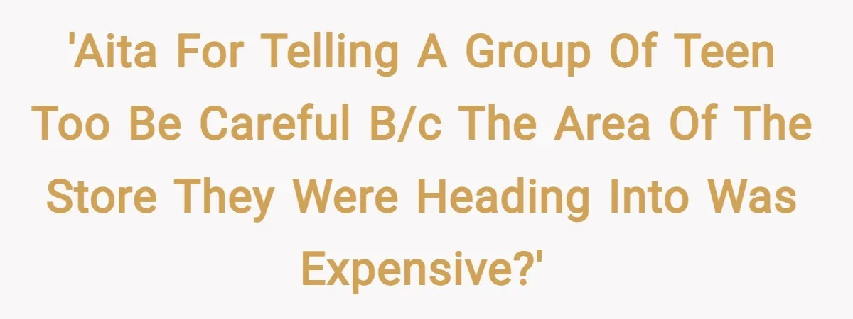 'AITA for telling a group of teen too be careful b/c the area of the store they were heading into was expensive?'