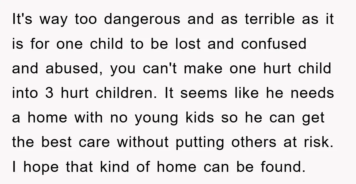 It's way too dangerous and as terrible as it is for one child to be lost and confused and abused, you can't make one hurt child into 3 hurt children....