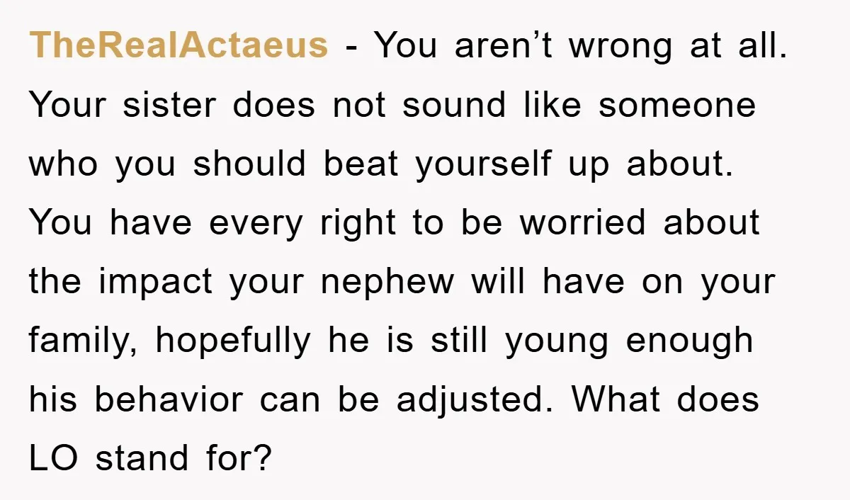 TheRealActaeus − You aren’t wrong at all. Your sister does not sound like someone who you should beat yourself up about. You have every right to be worried about the...
