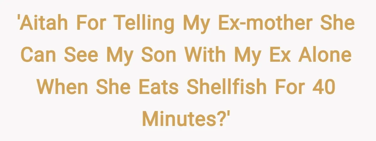 'AITAH for telling my ex-mother she can see my son with my ex alone when she eats shellfish for 40 minutes?'