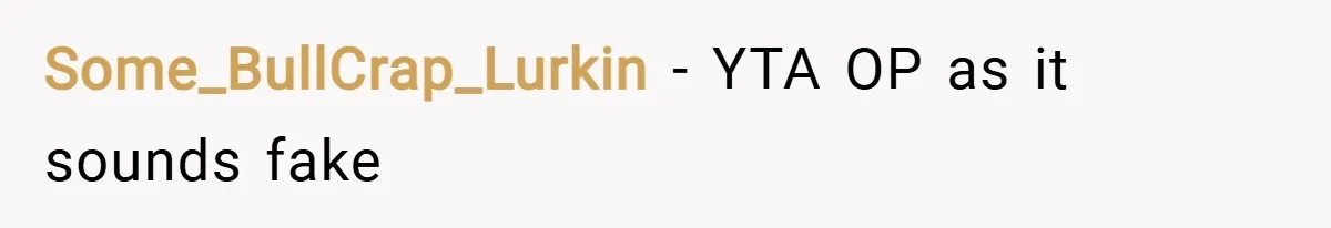 Some_BullCrap_Lurkin − YTA OP as it sounds fake