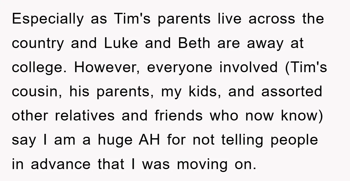 Especially as Tim's parents live across the country and Luke and Beth are away at college. However, everyone involved (Tim's cousin, his parents, my kids, and assorted other relatives and...