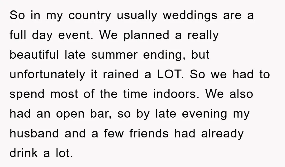 So in my country usually weddings are a full day event. We planned a really beautiful late summer ending, but unfortunately it rained a LOT. So we had to spend...